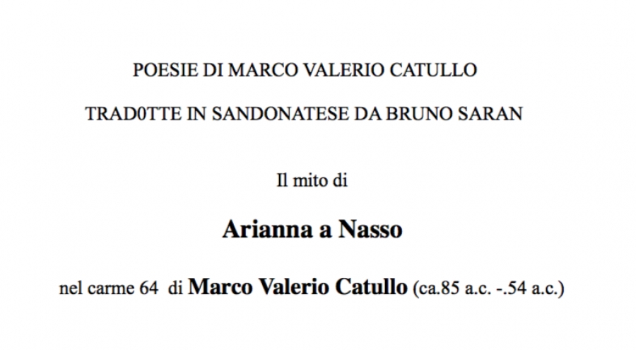 Poesie di Marco Valerio Catullo,tradotte in Sandonatese da Bruno Saran